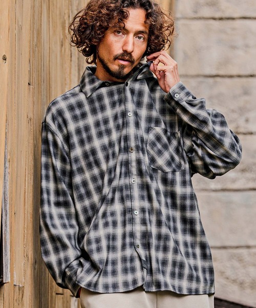CAMBIO(カンビオ)の「ms6534-Ombre Check Long Sleeve Shirts オンブレチェックシャツ(PF-262-003)(シャツ/ブラウス・メンズ・ブラック/ブラウン・L/M)」の2枚目の写真