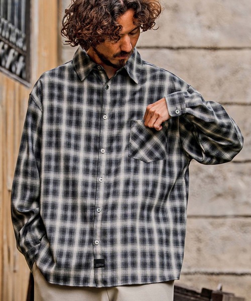 CAMBIO(カンビオ)の「ms6534-Ombre Check Long Sleeve Shirts オンブレチェックシャツ(PF-262-003)(シャツ/ブラウス・メンズ・ブラック/ブラウン・L/M)」の4枚目の写真