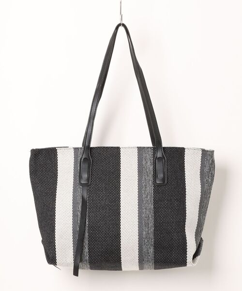 Ritzy(リッツィー)の「大容量 ストライプ キャンバス トートバッグ(トートバッグ・レディース・ブラック/ベージュ/グレー・FREE)」の18枚目の写真