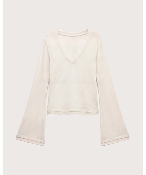 kiehtova(キエトヴァ)の「【kiehtova】CLEAN SILHOUETTE VTOPS/クリーン シルエット ブイトップス(Tシャツ/カットソー・レディース・ブラック/アイボリー/アッシュ・FREE)」の7枚目の写真