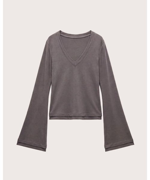 kiehtova(キエトヴァ)の「【kiehtova】CLEAN SILHOUETTE VTOPS/クリーン シルエット ブイトップス(Tシャツ/カットソー・レディース・ブラック/アイボリー/アッシュ・FREE)」の10枚目の写真