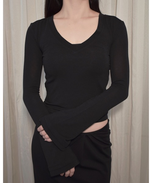 kiehtova(キエトヴァ)の「【kiehtova】CLEAN SILHOUETTE VTOPS/クリーン シルエット ブイトップス(Tシャツ/カットソー・レディース・ブラック/アイボリー/アッシュ・FREE)」の20枚目の写真
