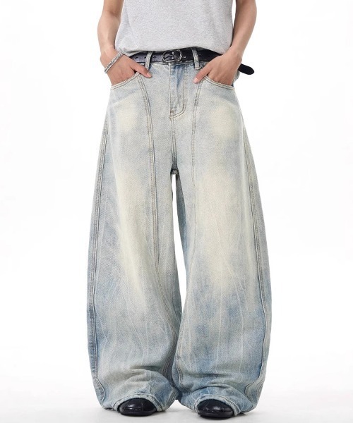 NEW GENTLEMAN（ニュージェントルマン）の「ヒャダインデニム ワイドバギー バルーンパンツ（デニムパンツ・メンズ・ブルー・M/S/L）」の3枚目の写真
