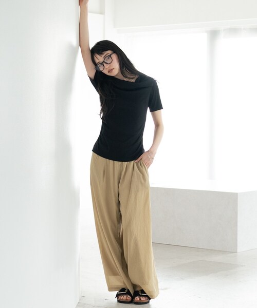 GALLEST(ギャレスト)の「ハイツイストシアーパンツ(その他パンツ・レディース・ブラック/オフホワイト/スモーキーグリーン系・38)」の11枚目の写真