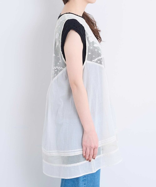 l'atelier du savon(アトリエドサボン)の「メッシュレース my favoriteブラウス(シャツ/ブラウス・レディース・ブラック/アイボリー・FREE)」の9枚目の写真