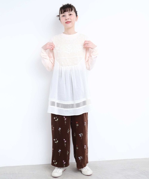 l'atelier du savon(アトリエドサボン)の「メッシュレース my favoriteブラウス(シャツ/ブラウス・レディース・ブラック/アイボリー・FREE)」の14枚目の写真