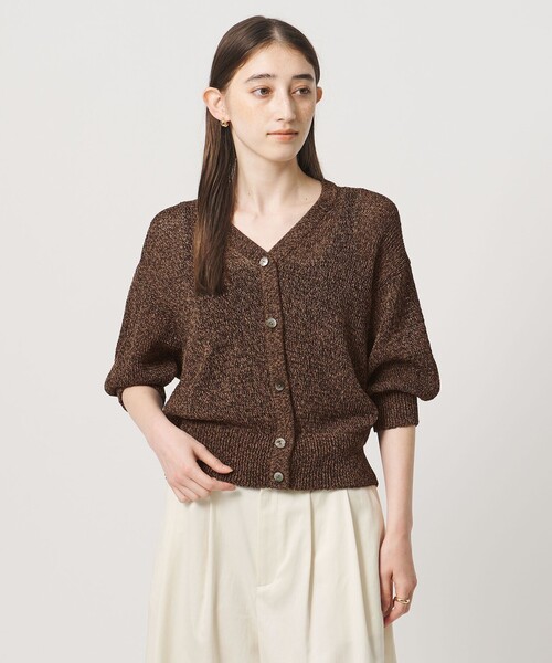 UNITED ARROWS(ユナイテッドアローズ)の「ペーパー ハーフスリーブ カーディガン(カーディガン/ボレロ・レディース・ロイヤルブルー/ダークブラウン/ナチュラル・FREE)」の4枚目の写真