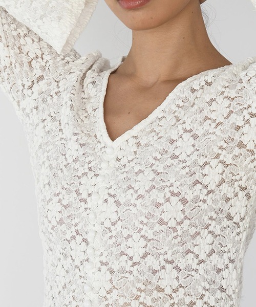 by LEGNA(バイレグナ)の「魅せるレーストップスVネックタイプ(Tシャツ/カットソー・レディース・ブルー/アイボリー/ブラック・SMALL/MEDIUM/LARGE)」の8枚目の写真