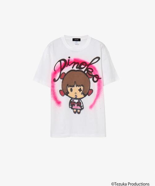 ROYAL FLASH(ロイヤルフラッシュ)の「guernika/ゲルニカ/【SHINICHIROINUI × Tezuka world】Thumb Doll Spray Tshirt ピノコ(Tシャツ/カットソー・メンズ・ホワイト・L/2XL/XL/M)」の1枚目の写真