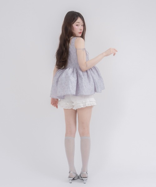 mellowneon(メロウネオン)の「2wayジャガードペプラムリボントップス(シャツ/ブラウス・レディース・ブルー系その他/アイボリー・FREE)」の14枚目の写真