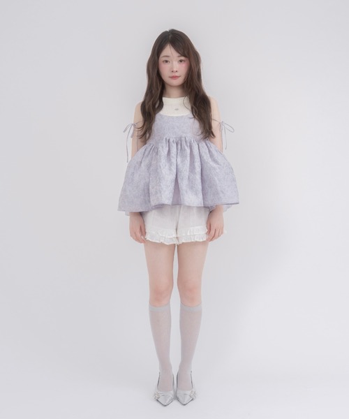 mellowneon(メロウネオン)の「2wayジャガードペプラムリボントップス(シャツ/ブラウス・レディース・ブルー系その他/アイボリー・FREE)」の12枚目の写真