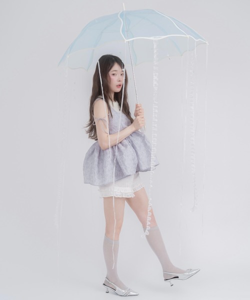 mellowneon(メロウネオン)の「2wayジャガードペプラムリボントップス(シャツ/ブラウス・レディース・ブルー系その他/アイボリー・FREE)」の6枚目の写真