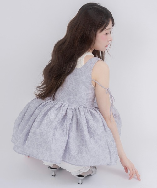 mellowneon(メロウネオン)の「2wayジャガードペプラムリボントップス(シャツ/ブラウス・レディース・ブルー系その他/アイボリー・FREE)」の7枚目の写真