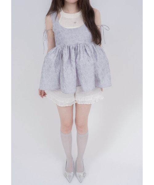 mellowneon(メロウネオン)の「2wayジャガードペプラムリボントップス(シャツ/ブラウス・レディース・ブルー系その他/アイボリー・FREE)」の15枚目の写真
