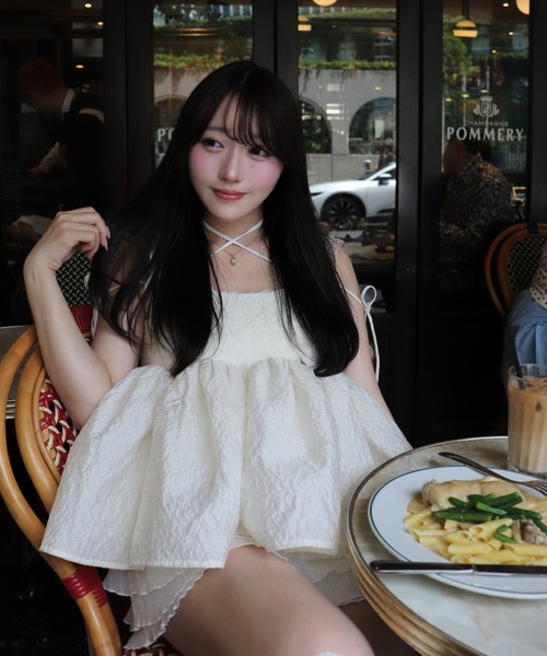 mellowneon(メロウネオン)の「2wayジャガードペプラムリボントップス(シャツ/ブラウス・レディース・ブルー系その他/アイボリー・FREE)」の21枚目の写真