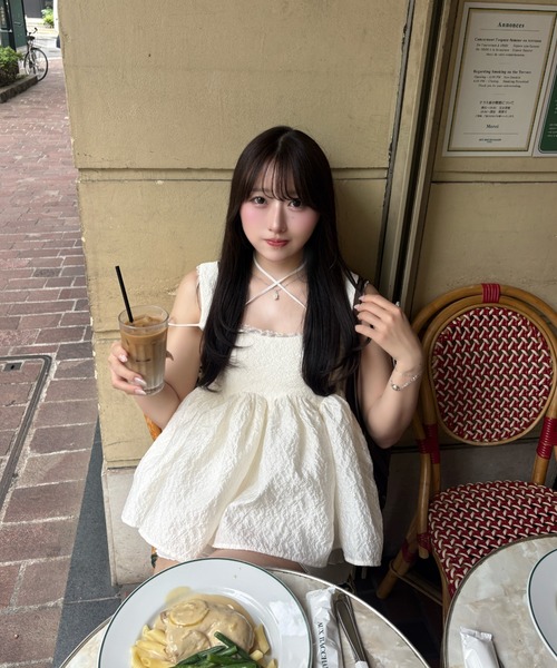 mellowneon(メロウネオン)の「2wayジャガードペプラムリボントップス(シャツ/ブラウス・レディース・ブルー系その他/アイボリー・FREE)」の19枚目の写真