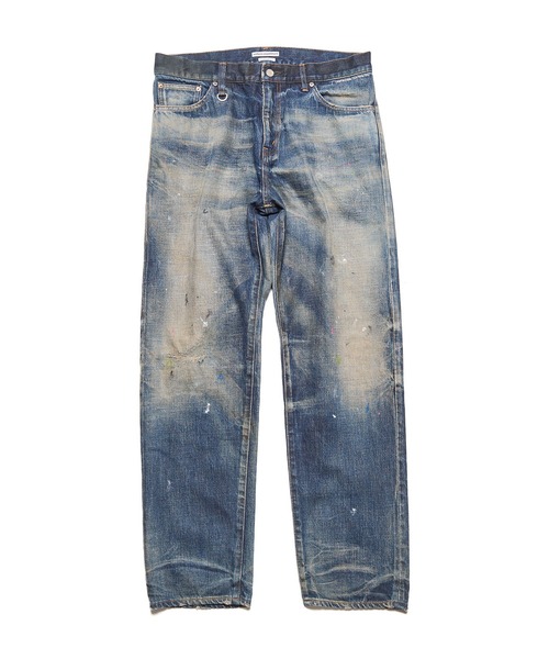 uniform experiment(ユニフォームエクスペリメント)の「DAMAGED DENIM REGULAR-FIT JEANS(デニムパンツ・メンズ・インディゴブルー/ブラック・1/2/3/4)」の2枚目の写真