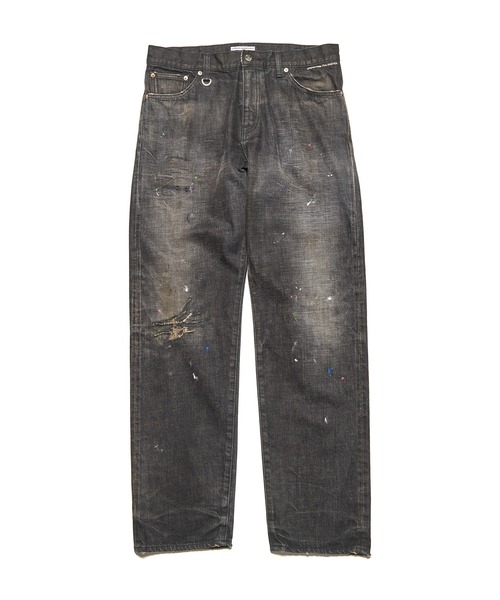 uniform experiment(ユニフォームエクスペリメント)の「DAMAGED DENIM REGULAR-FIT JEANS(デニムパンツ・メンズ・インディゴブルー/ブラック・1/2/3/4)」の1枚目の写真