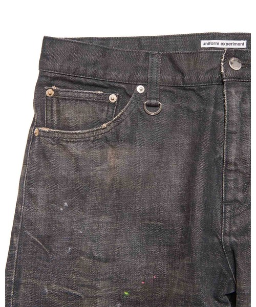 uniform experiment(ユニフォームエクスペリメント)の「DAMAGED DENIM REGULAR-FIT JEANS(デニムパンツ・メンズ・インディゴブルー/ブラック・1/2/3/4)」の6枚目の写真