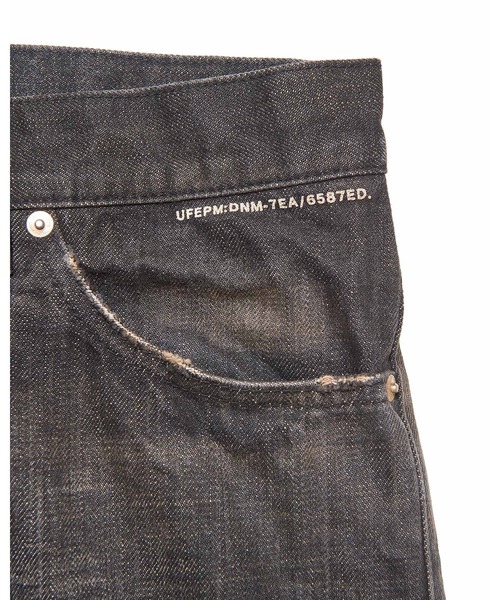 uniform experiment(ユニフォームエクスペリメント)の「DAMAGED DENIM REGULAR-FIT JEANS(デニムパンツ・メンズ・インディゴブルー/ブラック・1/2/3/4)」の7枚目の写真