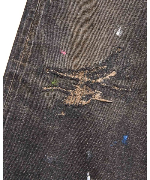 uniform experiment(ユニフォームエクスペリメント)の「DAMAGED DENIM REGULAR-FIT JEANS(デニムパンツ・メンズ・インディゴブルー/ブラック・1/2/3/4)」の9枚目の写真