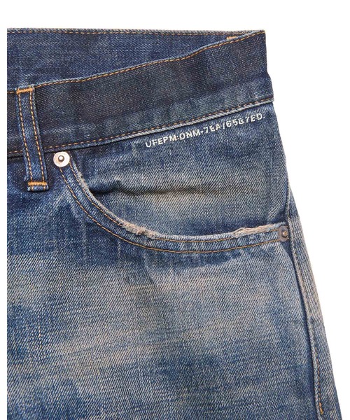 uniform experiment(ユニフォームエクスペリメント)の「DAMAGED DENIM REGULAR-FIT JEANS(デニムパンツ・メンズ・インディゴブルー/ブラック・1/2/3/4)」の16枚目の写真