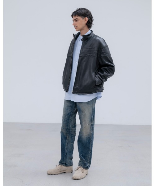 uniform experiment(ユニフォームエクスペリメント)の「DAMAGED DENIM REGULAR-FIT JEANS(デニムパンツ・メンズ・インディゴブルー/ブラック・1/2/3/4)」の12枚目の写真