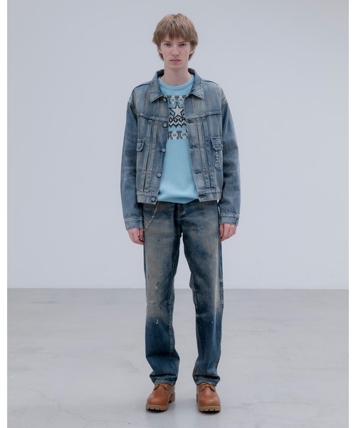 uniform experiment(ユニフォームエクスペリメント)の「DAMAGED DENIM REGULAR-FIT JEANS(デニムパンツ・メンズ・インディゴブルー/ブラック・1/2/3/4)」の13枚目の写真