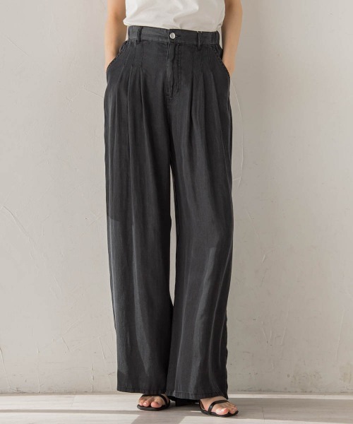 Droite lautreamont(ドロワットロートレアモン)の「Air DENIM ワイドパンツ(デニムパンツ・レディース・ブラック/ブルー/ライトグレー・S/M)」の1枚目の写真