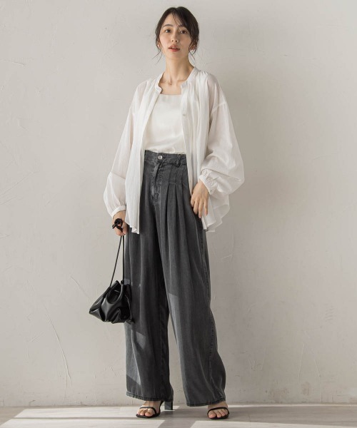 Droite lautreamont(ドロワットロートレアモン)の「Air DENIM ワイドパンツ(デニムパンツ・レディース・ブラック/ブルー/ライトグレー・S/M)」の15枚目の写真