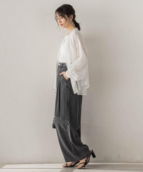 Droite lautreamont(ドロワットロートレアモン)の「Air DENIM ワイドパンツ(デニムパンツ・レディース・ブラック/ブルー/ライトグレー・S/M)」の16枚目の写真