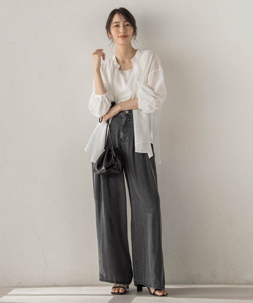 Droite lautreamont(ドロワットロートレアモン)の「Air DENIM ワイドパンツ(デニムパンツ・レディース・ブラック/ブルー/ライトグレー・S/M)」の19枚目の写真