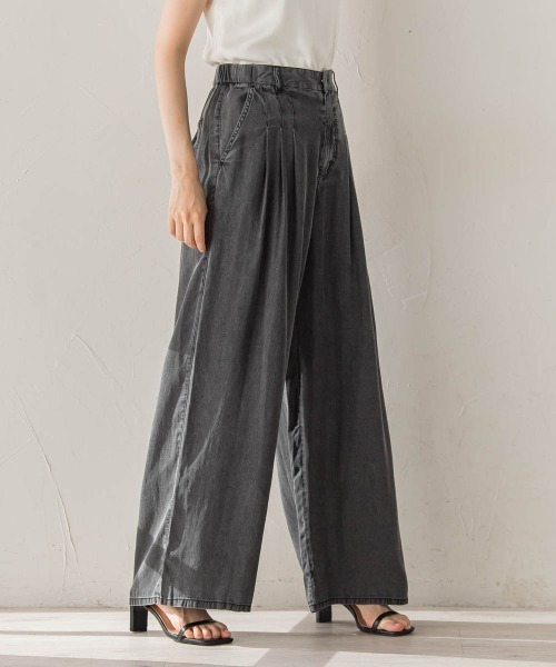 Droite lautreamont(ドロワットロートレアモン)の「Air DENIM ワイドパンツ(デニムパンツ・レディース・ブラック/ブルー/ライトグレー・S/M)」の13枚目の写真