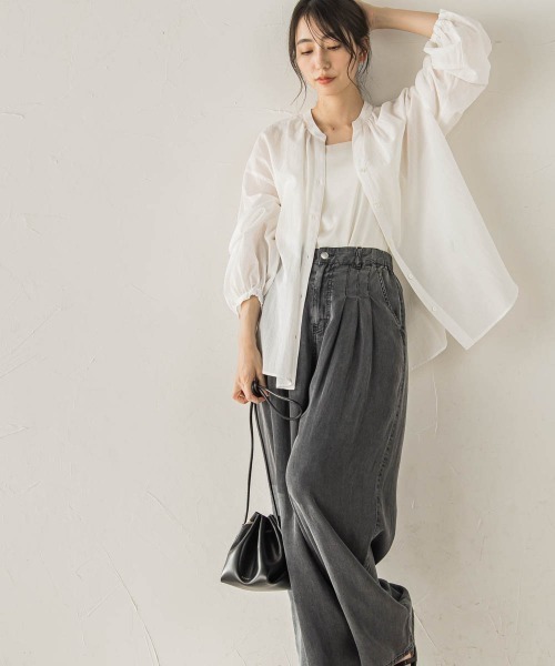 Droite lautreamont(ドロワットロートレアモン)の「Air DENIM ワイドパンツ(デニムパンツ・レディース・ブラック/ブルー/ライトグレー・S/M)」の21枚目の写真