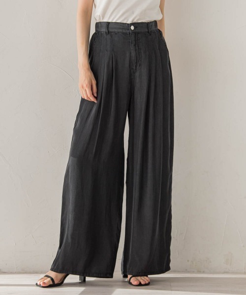 Droite lautreamont(ドロワットロートレアモン)の「Air DENIM ワイドパンツ(デニムパンツ・レディース・ブラック/ブルー/ライトグレー・S/M)」の4枚目の写真
