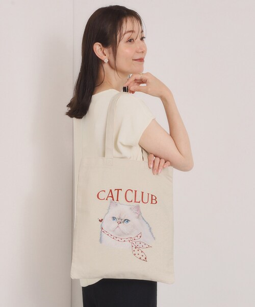ITS'DEMO（イッツデモ）の「CAT CLUBキャンバストート（トートバッグ・レディース・ブラック系/グリーン系その他2/ワイン系6/ワイン系・00）」の3枚目の写真