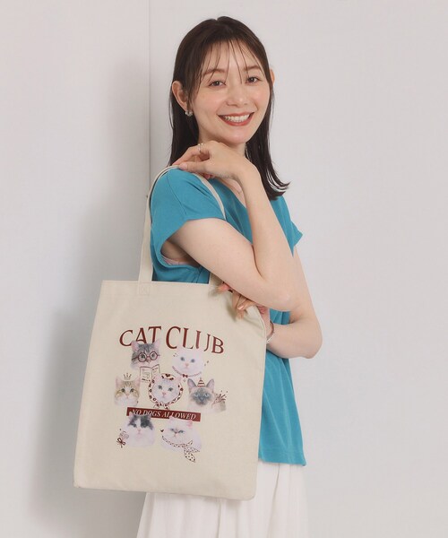 ITS'DEMO（イッツデモ）の「CAT CLUBキャンバストート（トートバッグ・レディース・ブラック系/グリーン系その他2/ワイン系6/ワイン系・00）」の4枚目の写真