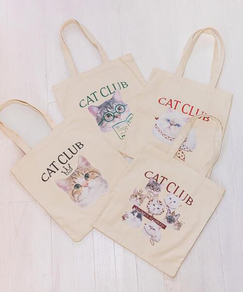 ITS'DEMO（イッツデモ）の「CAT CLUBキャンバストート（トートバッグ・レディース・ブラック系/グリーン系その他2/ワイン系6/ワイン系・00）」の5枚目の写真