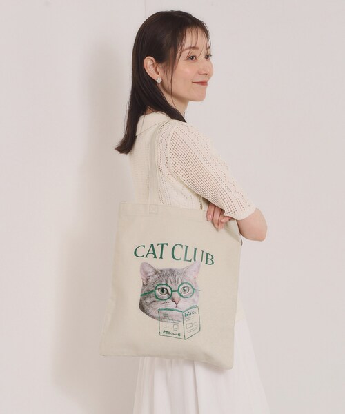 ITS'DEMO（イッツデモ）の「CAT CLUBキャンバストート（トートバッグ・レディース・ブラック系/グリーン系その他2/ワイン系6/ワイン系・00）」の8枚目の写真