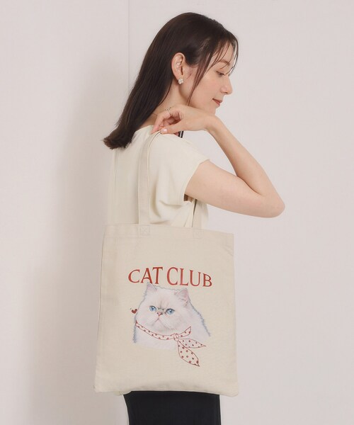 ITS'DEMO（イッツデモ）の「CAT CLUBキャンバストート（トートバッグ・レディース・ブラック系/グリーン系その他2/ワイン系6/ワイン系・00）」の10枚目の写真