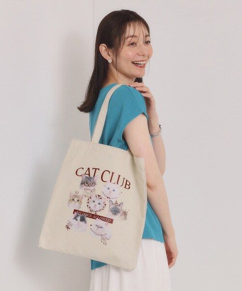 ITS'DEMO（イッツデモ）の「CAT CLUBキャンバストート（トートバッグ・レディース・ブラック系/グリーン系その他2/ワイン系6/ワイン系・00）」の12枚目の写真