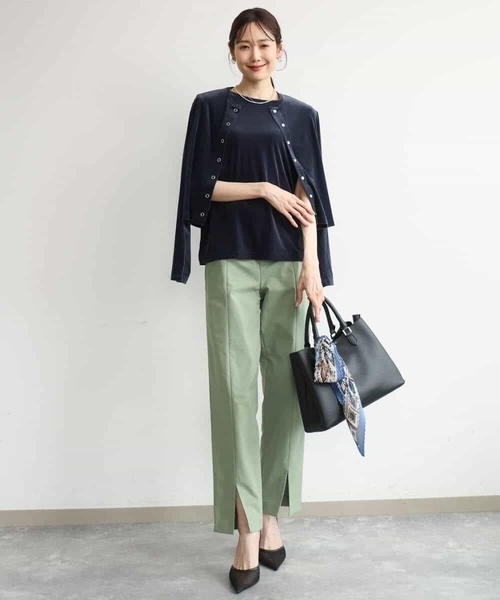 MK MICHEL KLEIN（エムケーミッシェルクラン）の「[洗える]シアーベロア カーディガン（カーディガン/ボレロ・レディース・ネイビー/ピンク/モカ/ボルドー・38）」の8枚目の写真