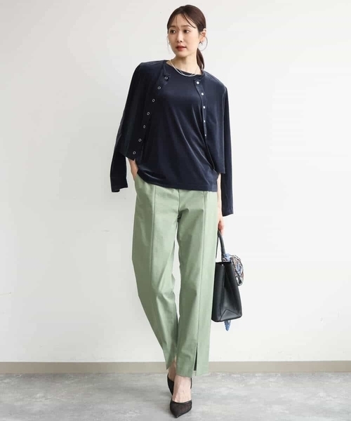 MK MICHEL KLEIN（エムケーミッシェルクラン）の「[洗える]シアーベロア カーディガン（カーディガン/ボレロ・レディース・ネイビー/ピンク/モカ/ボルドー・38）」の9枚目の写真