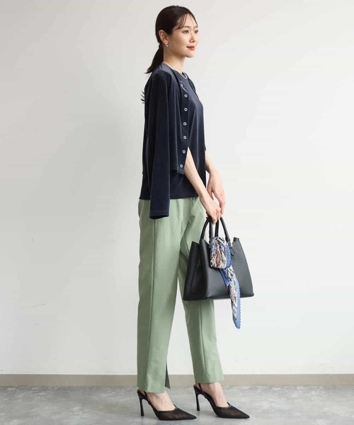 MK MICHEL KLEIN（エムケーミッシェルクラン）の「[洗える]シアーベロア カーディガン（カーディガン/ボレロ・レディース・ネイビー/ピンク/モカ/ボルドー・38）」の10枚目の写真