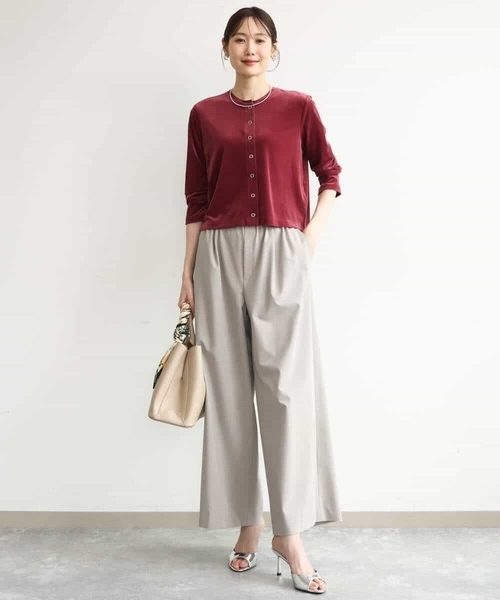 MK MICHEL KLEIN（エムケーミッシェルクラン）の「[洗える]シアーベロア カーディガン（カーディガン/ボレロ・レディース・ネイビー/ピンク/モカ/ボルドー・38）」の14枚目の写真