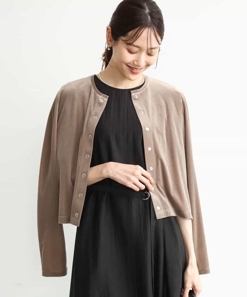 MK MICHEL KLEIN（エムケーミッシェルクラン）の「[洗える]シアーベロア カーディガン（カーディガン/ボレロ・レディース・ネイビー/ピンク/モカ/ボルドー・38）」の17枚目の写真