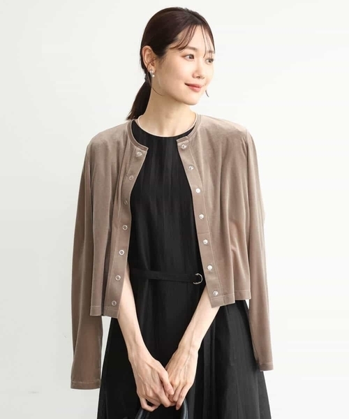 MK MICHEL KLEIN（エムケーミッシェルクラン）の「[洗える]シアーベロア カーディガン（カーディガン/ボレロ・レディース・ネイビー/ピンク/モカ/ボルドー・38）」の18枚目の写真