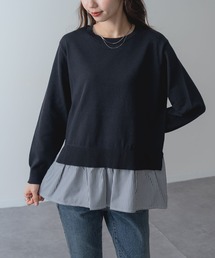 【ANNA LUNA】一枚で レイヤードスタイル が完成! シャツレイヤード風 ニット
