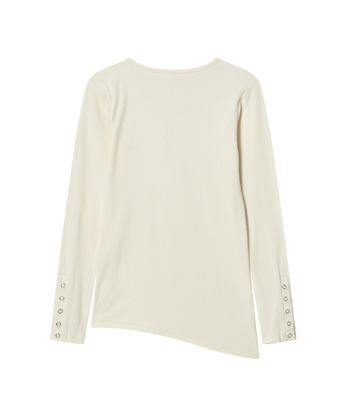 ROGIN N ROSIE(ロギンエンロージー)の「Side Button Detailed Slim-Fit Long Sleeve Ivory(Tシャツ/カットソー・レディース・その他・FREE)」の5枚目の写真