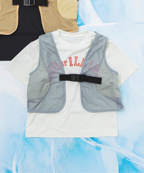 BREEZE（ブリーズ）の「【接触冷感/サマーエール】冷っほーい！保冷剤ベスト付き半袖Tシャツ_UVカット（Tシャツ/カットソー・キッズ・ブラック/オフホワイト・120/140/130/90/80/110/100）」の2枚目の写真